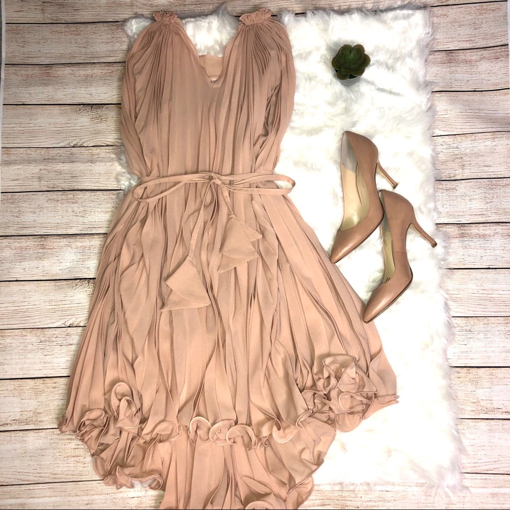 Chicwish peach pleated belt dress, S - Picture 1 of 9